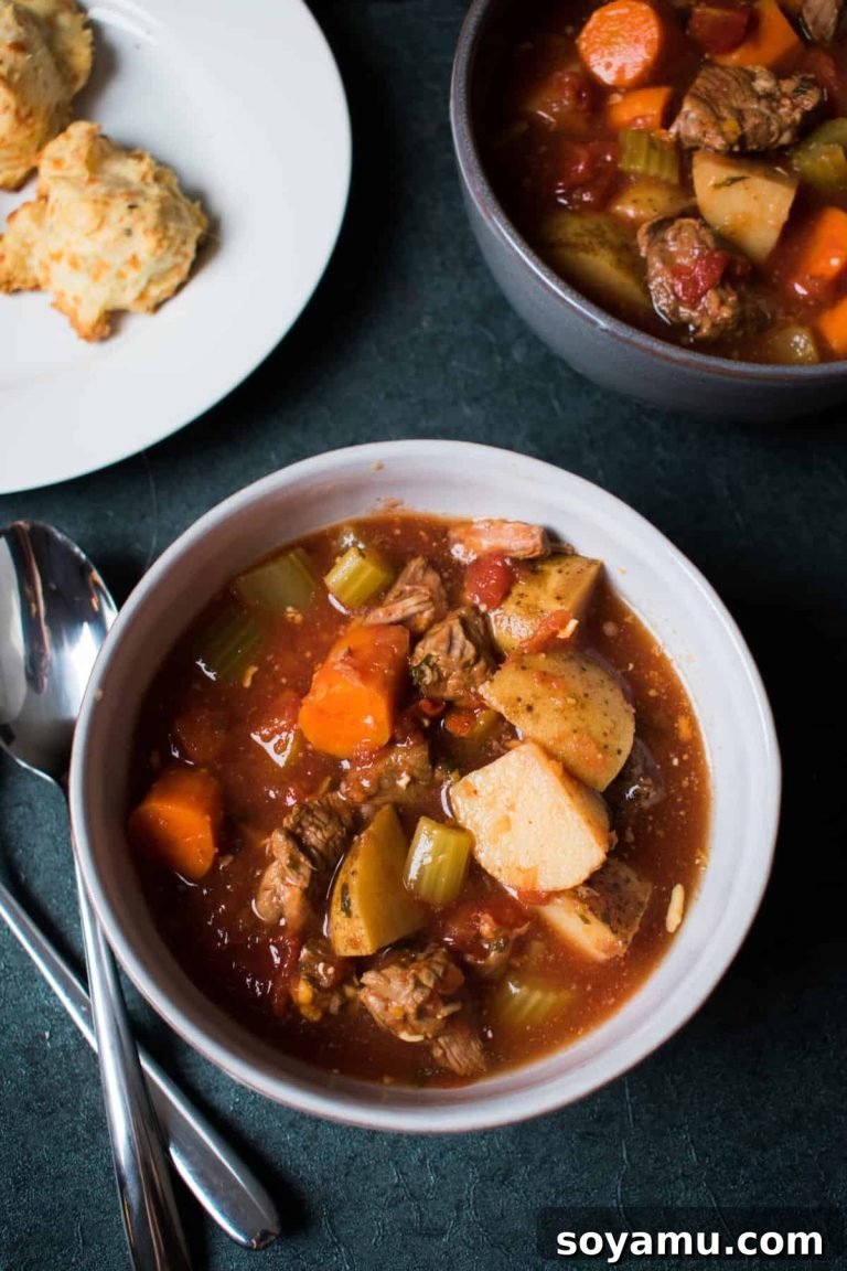 Hearty Vegetable Beef Soup with Cheddar Herb Biscuits 25 Hearty Vegetable Beef Soup with Cheddar Herb Biscuits