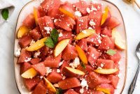 Watermelon Nectarine Feta Salad with Honey Lime Dressing