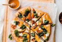 Honeyed Peach Bacon Basil Pizza