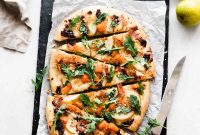 Roasted Butternut and Pear Pizza with Crispy Bacon and Peppery Arugula