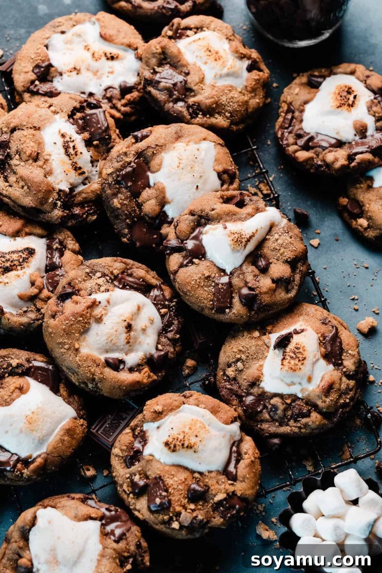 Marshmallow Stuffed S’mores Cookies