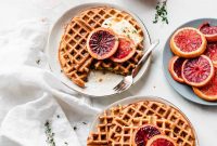 Roasted Blood Orange Waffles with Sweet Honey Mascarpone