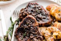 Tender Lamb Chops with Shallot-Thyme Pan Sauce and Creamy Garlic Smashed Potatoes