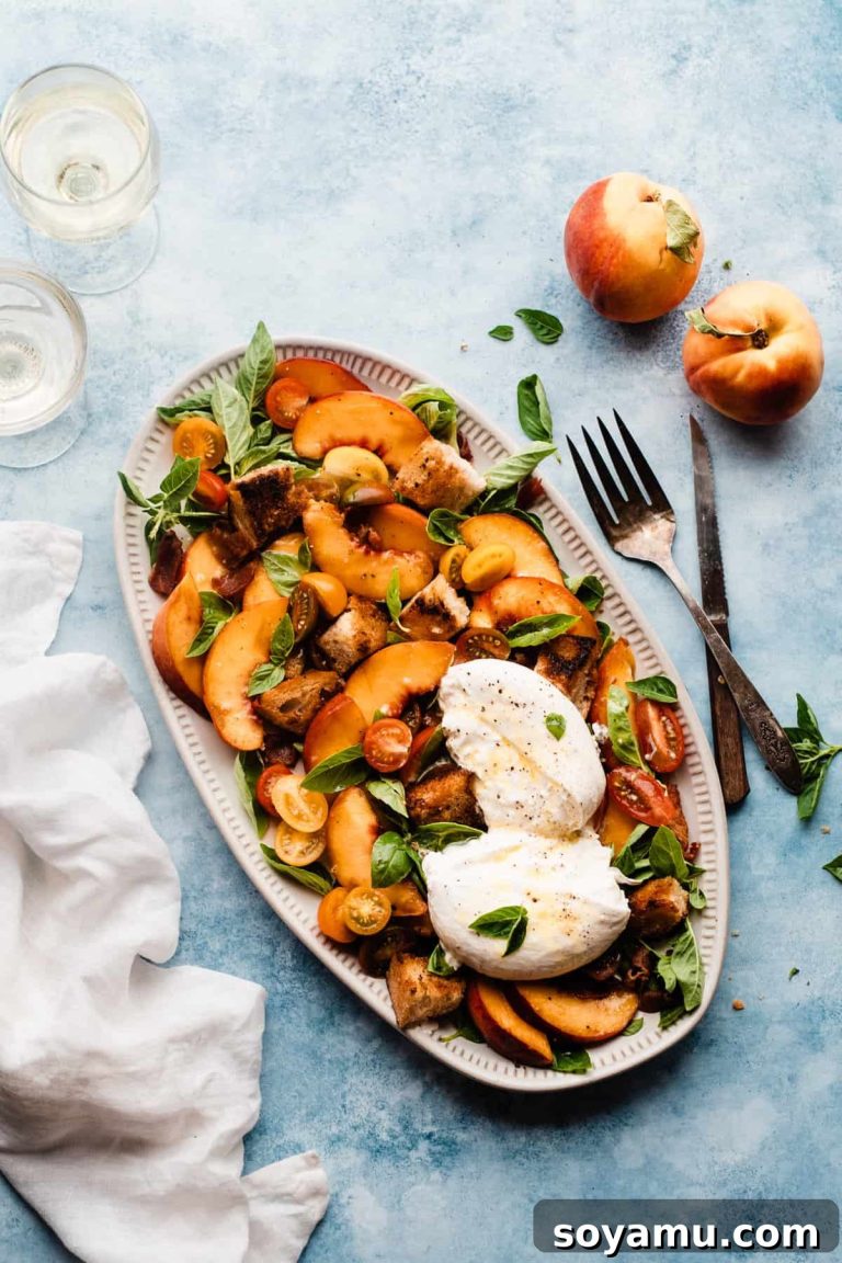Peach Burrata and Basil Salad