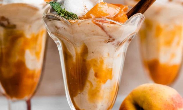 Swirled Homemade Peach Pie Milkshake