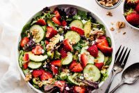 Vibrant Strawberry Cucumber Salad with Goat Cheese and Toasted Walnuts