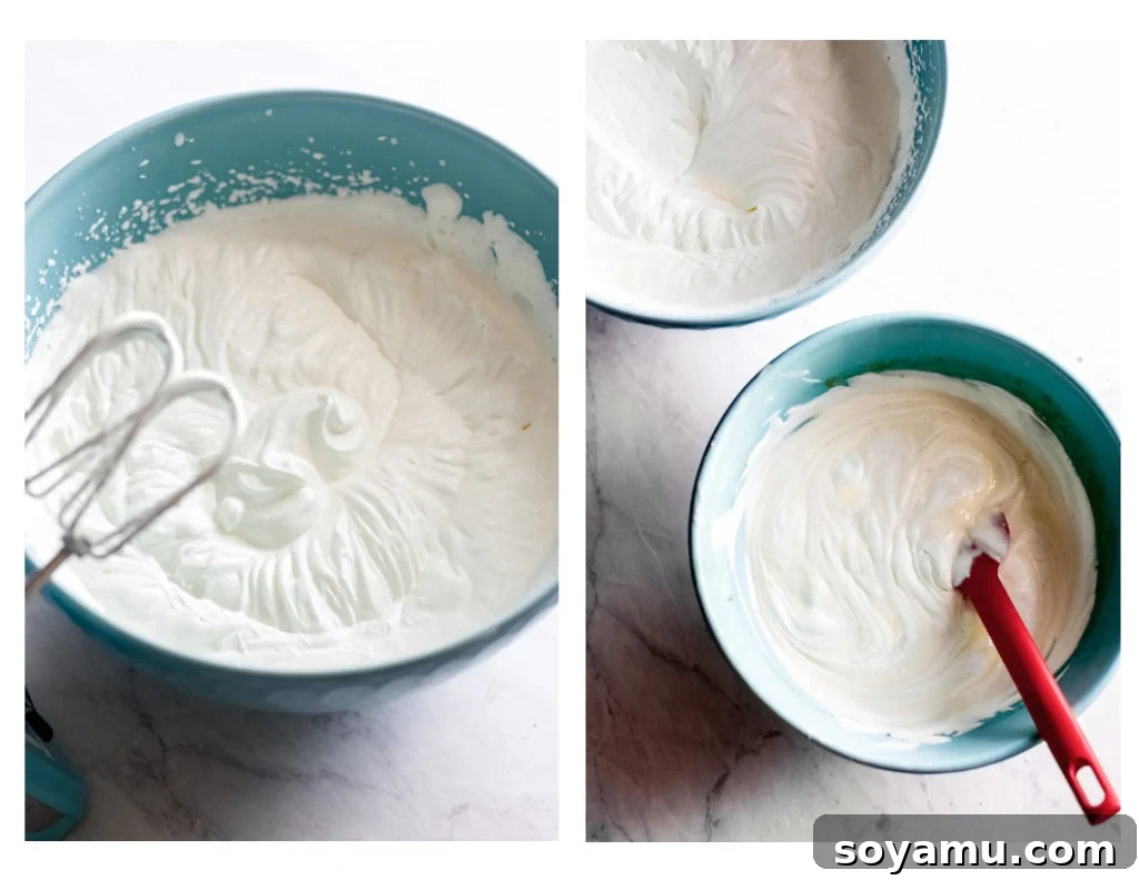 Handcrafted Black Forest Ice Cream Sandwiches 4 Heavy whipping cream being mixed in a large glass bowl with a hand mixer, illustrating the process of creating whipped cream for the ice cream base.