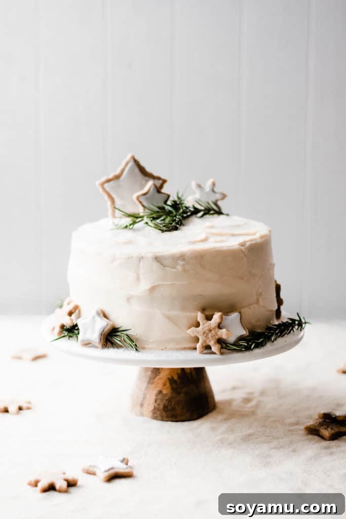 A festive and delicious holiday cake Another stunning angle of the Caramelized White Chocolate Winter Wonderland Cake