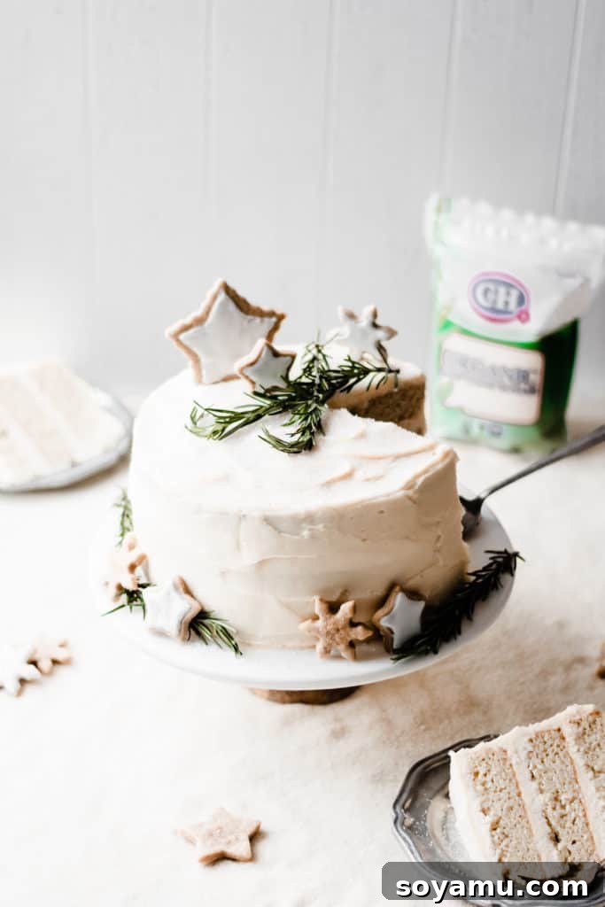 The ultimate holiday dessert centerpiece A final close-up of the elegant Caramelized White Chocolate Winter Wonderland Cake