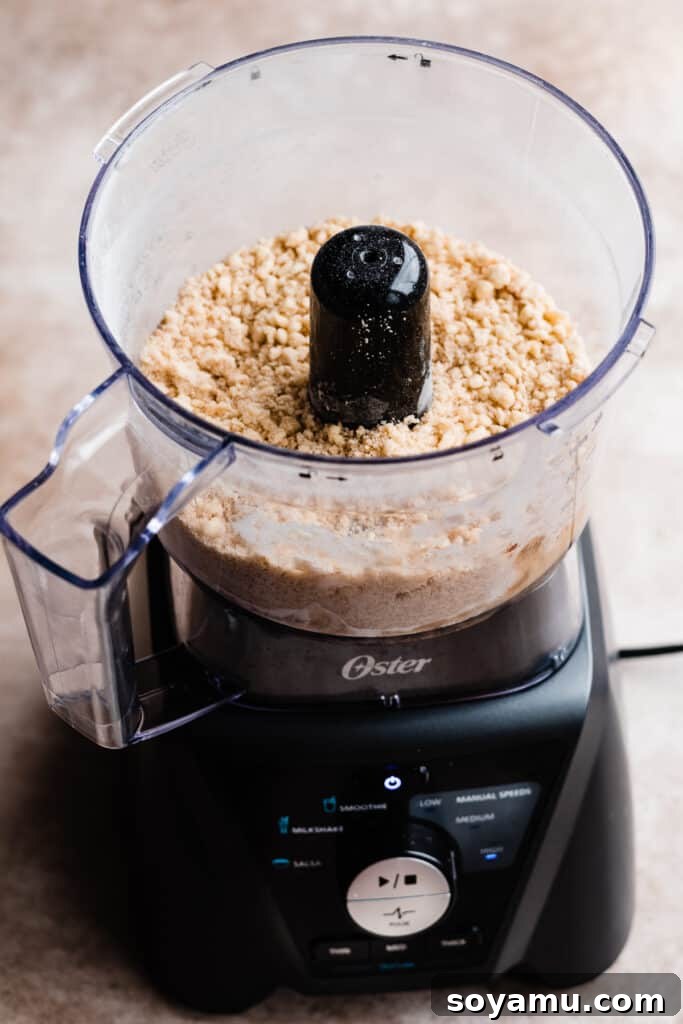 The cinnamon streusel in a food processor.