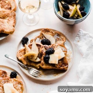 Indulgent Vanilla Rum French Toast with Blackberries and Pears 8 Vanilla Rum French Toast with Blackberries and Pears