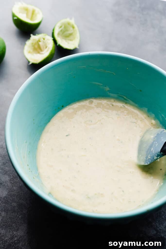 Tropical Key Lime Macadamia Bars 5 A bowl of the creamy lime batter.