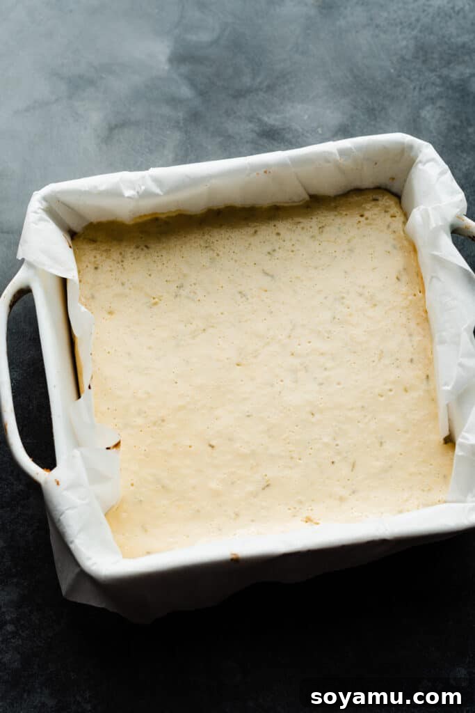 Tropical Key Lime Macadamia Bars 6 The baked bars in the pan.