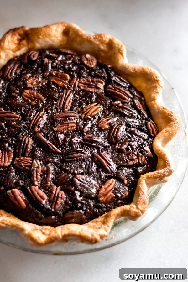 Freshly Baked Chocolate Bourbon Pecan Pie Freshly baked chocolate bourbon pecan pie.