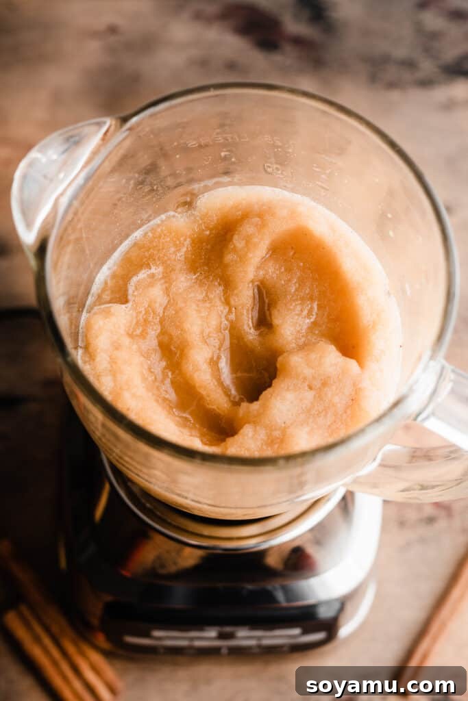 Spiked or Not Apple Cider Slushies 6 A bird's eye view of the slushy mix in the blender.
