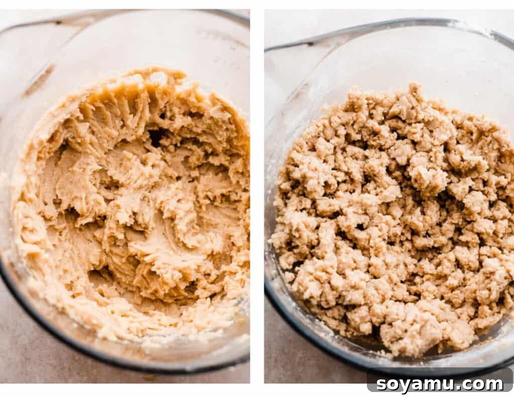 Honey Cream Dream Cookies 4 Two images: one of a bowl of the wet ingredients combined, and one of a bowl of the dough.