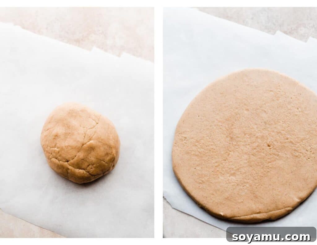 Honey Cream Dream Cookies 5 Two images: one of a dough ball, and one of the rolled dough.