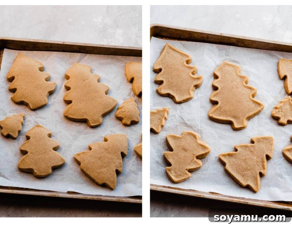 Honey Cream Dream Cookies 6 Two images of the puffy baked and then cooled cutout cookies.