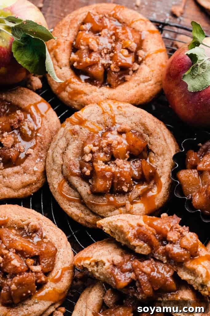 Salted Caramel Apple Pielettes 10 A close-up on the apple pie cookies.