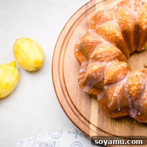 Lemon Poppyseed Bundt Cake ready to be served