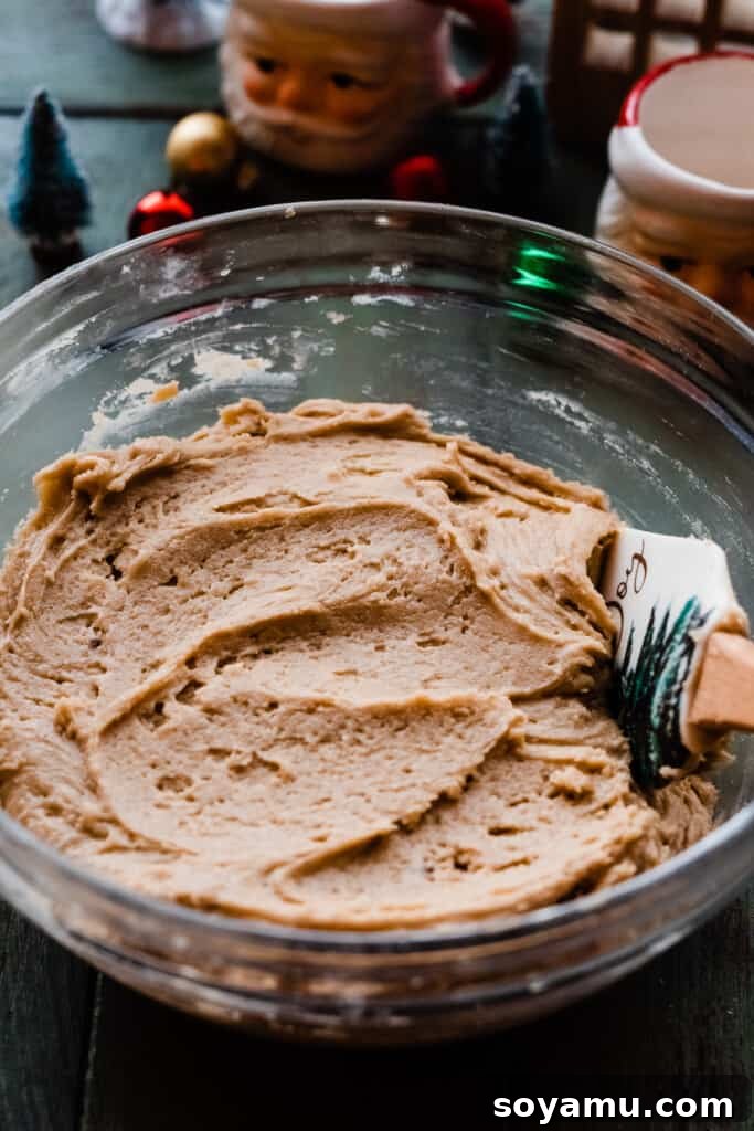 Ultra Chewy Frosted Sour Cream Cookies 6 A bowl of the finished cookie dough, thick and ready for chilling, showcasing its rich texture.