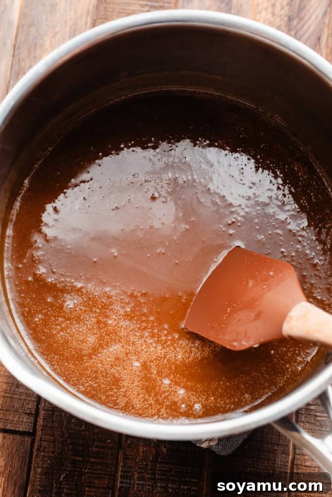 Whip Up 10-Minute Golden Butterscotch 4 The melted butter and sugar mixture in a saucepan.