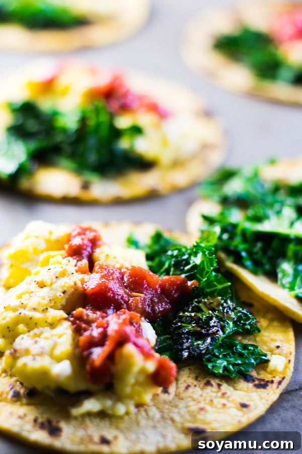 Simple and quick breakfast tacos with fresh ingredients.