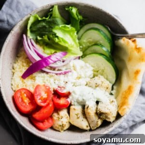 Delicious Chicken Gyro Bowls with Homemade Tzatziki Sauce