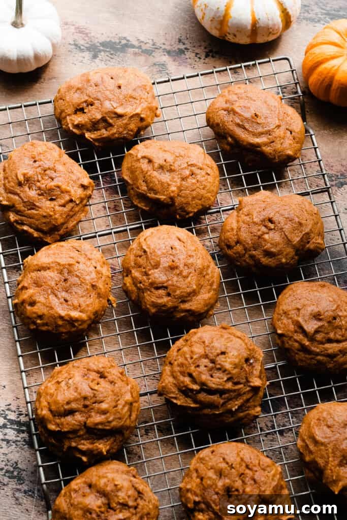 Brown Butter Pumpkin Whoopie Delights 6 A wire rack filled with freshly baked pumpkin whoopie pie cookies, cooling down.