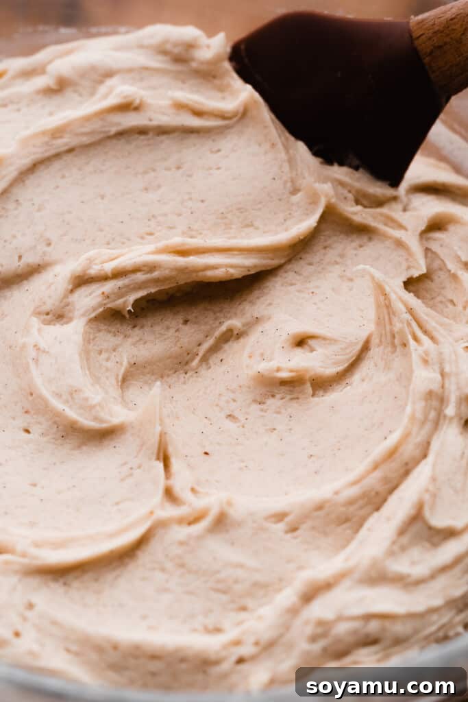 Brown Butter Pumpkin Whoopie Delights 7 A close-up of luscious brown butter cream cheese frosting, smooth and ready to fill the whoopie pies.