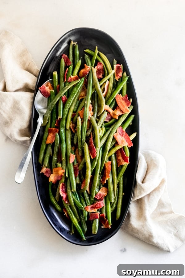Bacon Green Beans - Delicious gluten-free and dairy-free side dish. Sautéed Bacon Green Beans, lightly browned and seasoned, perfect as a simple and healthy side.