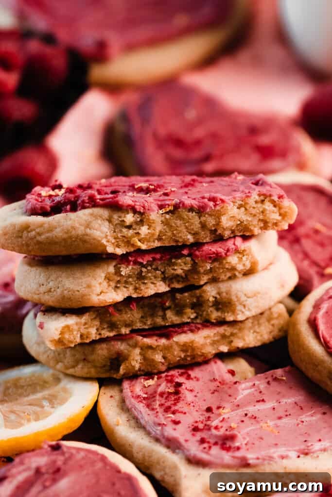 A close-up on a stack of cookie halves, showing the chewy cookie insides. 