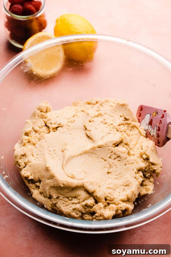 A bowl of the lemon cookie dough.