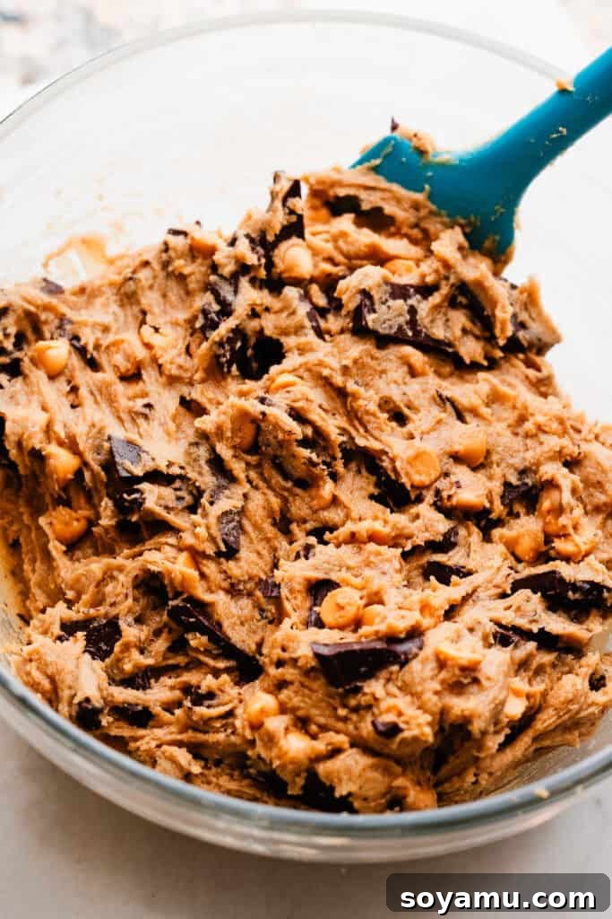 Golden Butterscotch Chocolate Chip Delights 9 A bowl of the cookie dough, with all the chocolate and butterscotch added.