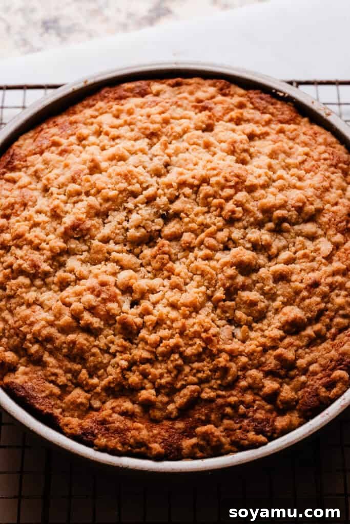 Caramelized Pineapple Dream 10 The baked cake in the cake pan, on a wire rack.