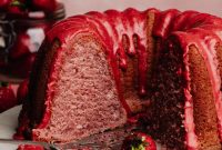 Double Strawberry Bundt Cake with Fresh Strawberry Glaze