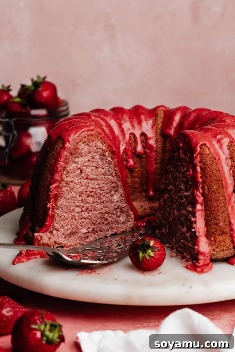 Double Strawberry Bundt Cake with Fresh Strawberry Glaze 23 Double Strawberry Bundt Cake with Fresh Strawberry Glaze