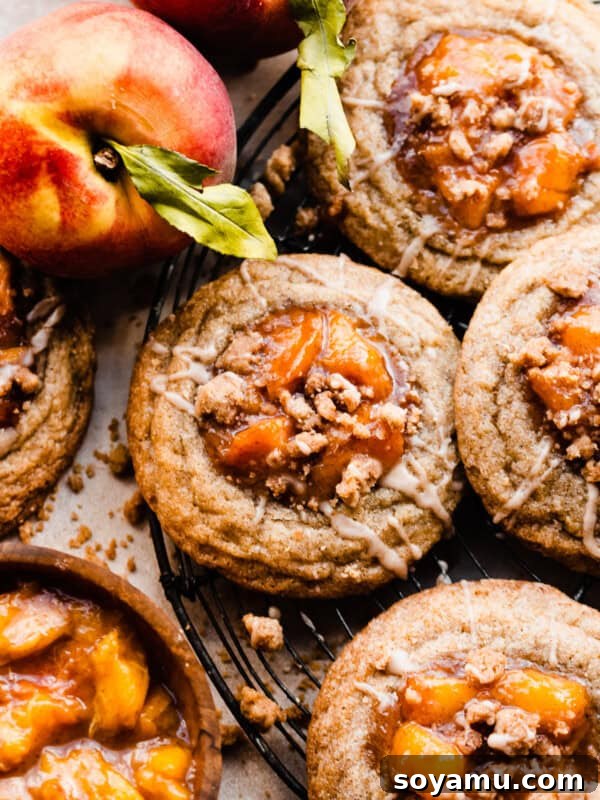 Strawberry Rhubarb Hand Pies Recipe: Flaky Mini Fruit Pies 3 Peach Cookies on a rack