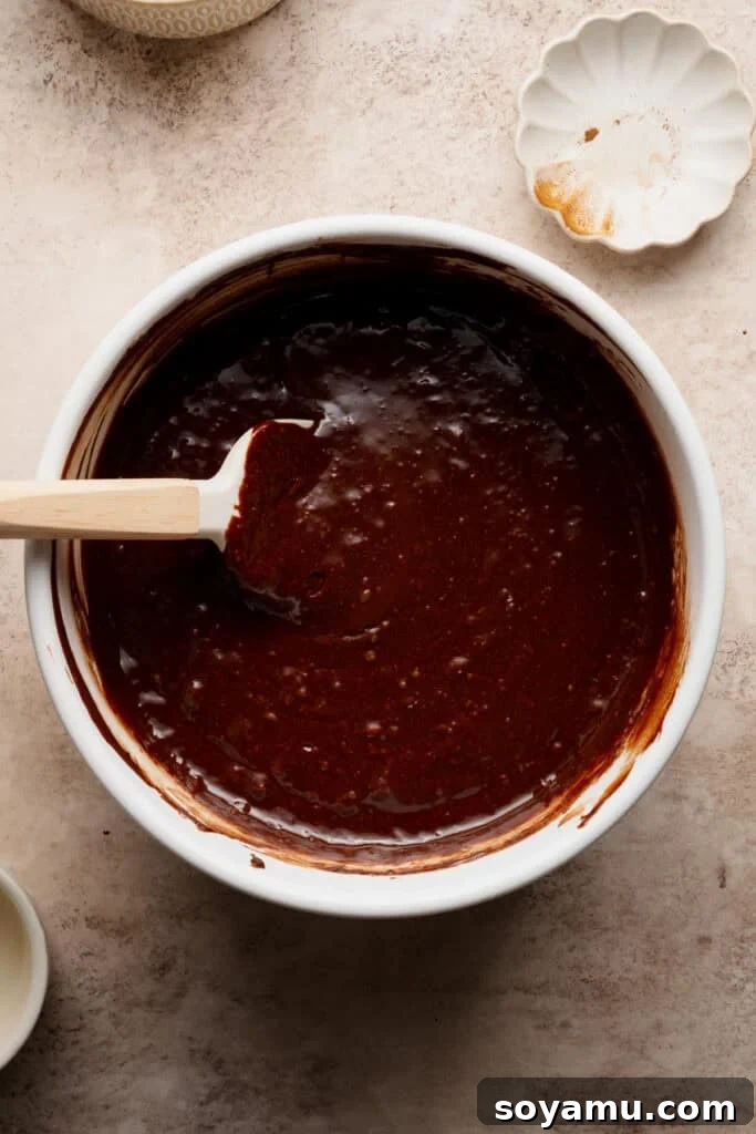 Sheet-Pan Brownies with Rich Chocolate Fudge Frosting 8 A bowl of the brownie batter.