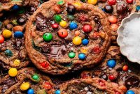Thin, Chewy M&M Chocolate Chip Cookies
