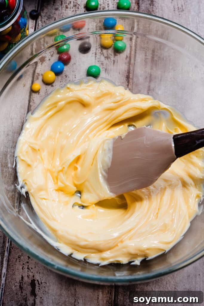 Thin, Chewy M&M Chocolate Chip Cookies 4 A bowl of the semi-melted butter.